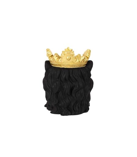 Cache-Pot Tête de Lion Couronne 39cm Noir