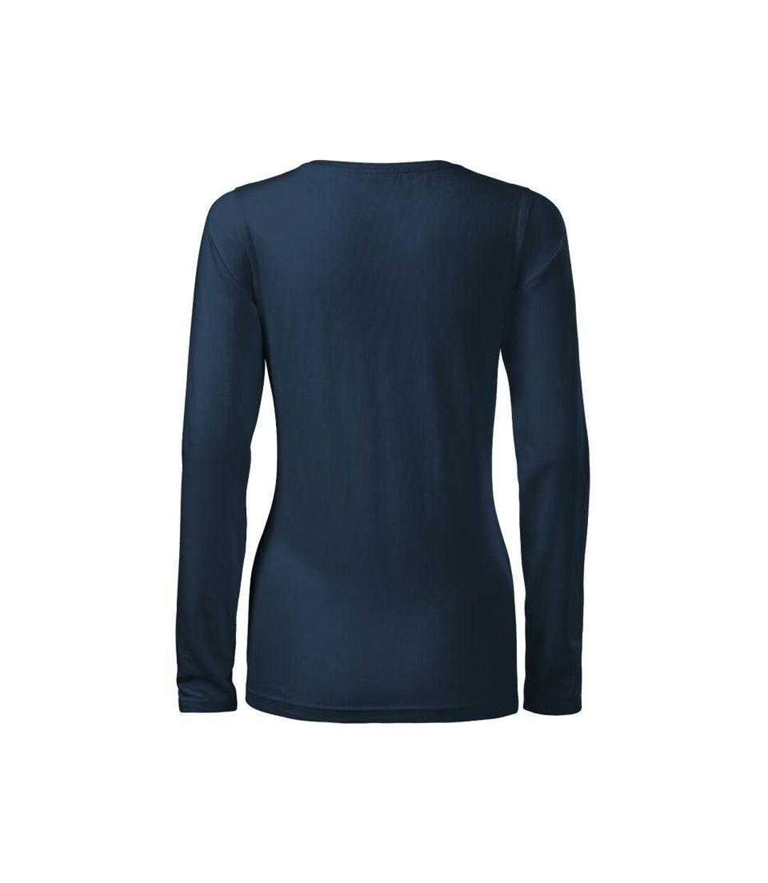 Womens/ladies Reinforced Slim Long-sleeved T-shirt Navy Blue Malfini-2