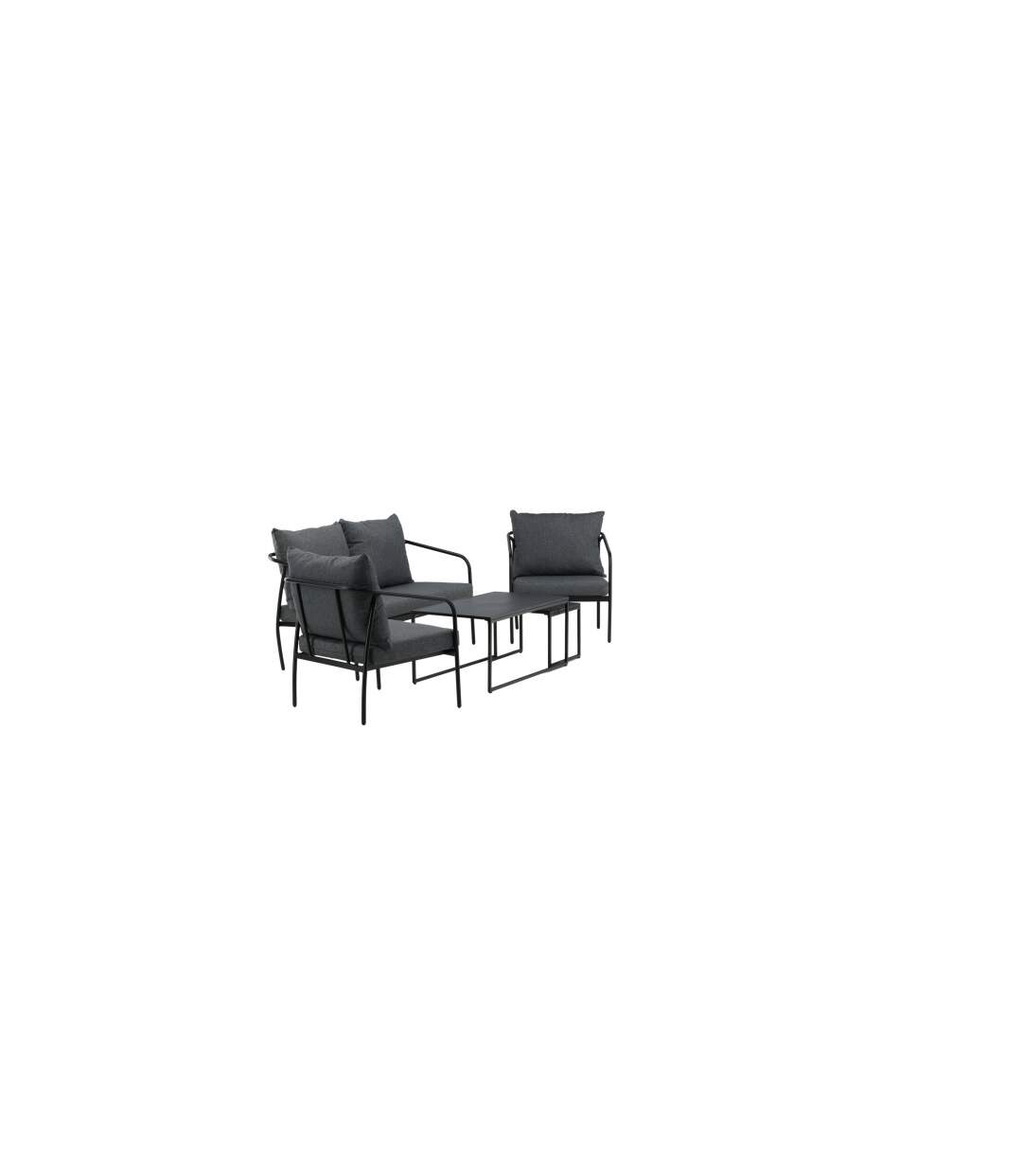Salon de Jardin en Métal Sopot 146cm Noir-3