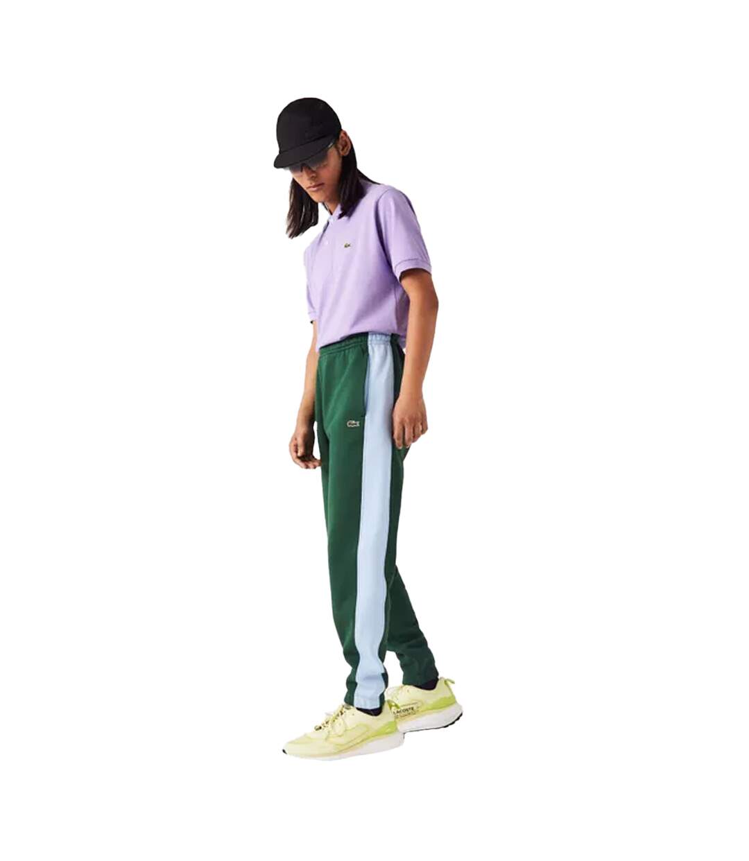 Mens Contrast Striped Jogging Bottoms Green Lacoste-3