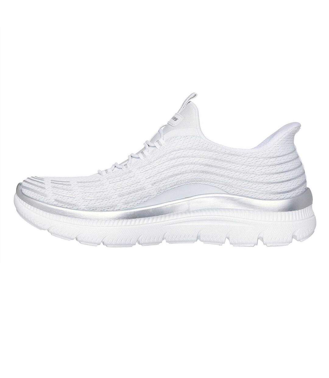 Womens/ladies Glitter Slip-in Trainers White Skechers-2