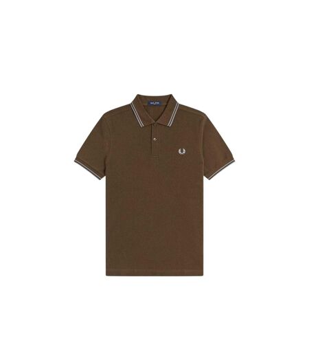 Polo Motif/style Double Pointe Homme Marron Fred Perry