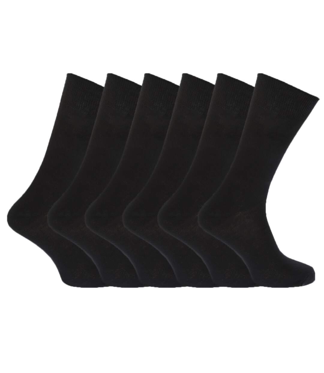 Lot de 6  Chaussettes unies 100% coton paires femme noir Floso