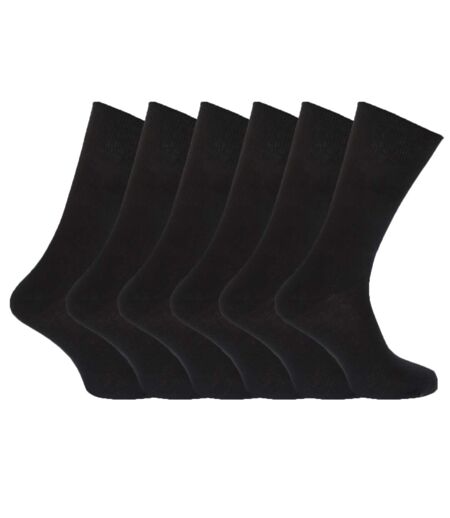 FLOSO Womens/Ladies Plain 100% Cotton Socks (Pack Of 6) (Black) - UTW208