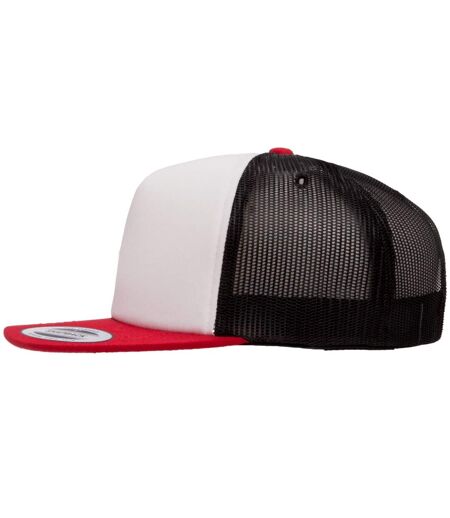 Flexfit By Yupoong Foam Trucker Cap With White Front (Black/White/Red) - UTRW7571