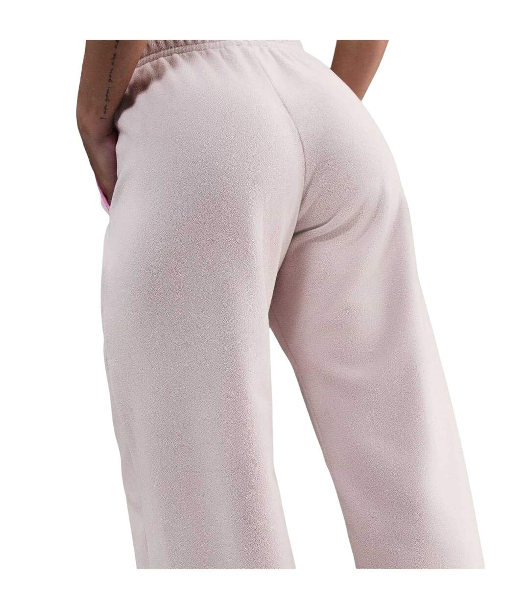 Womens/ladies Sportswear Club Fleece Wide Leg Mid Rise Joggers Cream Pink Nike-4