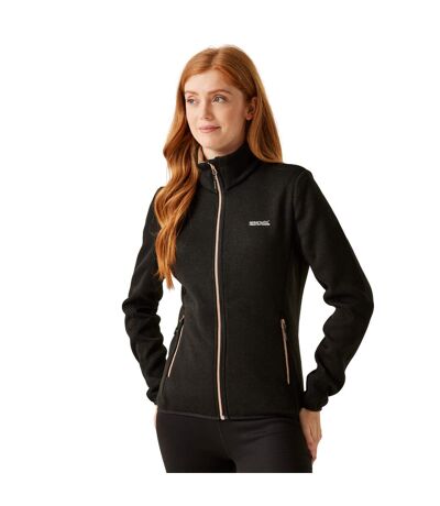 Womens/ladies Newhill Marl Full Zip Fleece Jacket Black Warm Taupe Regatta