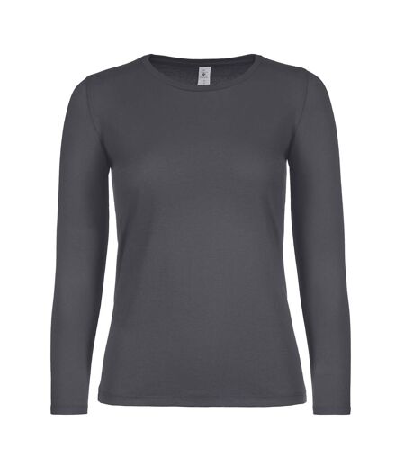 T-shirt Manches Longues #e150 Femme Gris Foncé Uni B&C