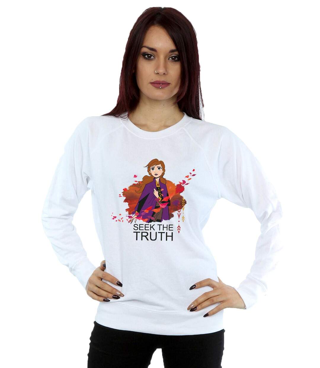 Disney - Sweat FROZEN ANNA SEEK THE TRUTH WIND - Femme (Blanc) - UTBI18922-2