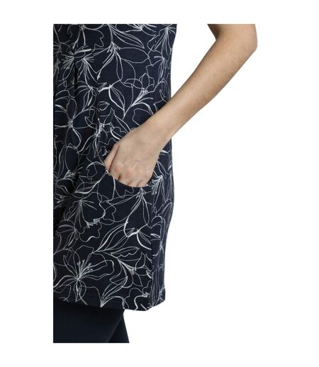 Womens/ladies indus printed jersey tunic dark navy Weird Fish