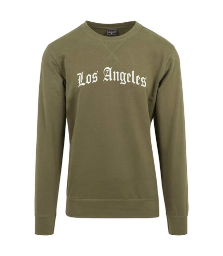 Pull À Col Ras Du Cou Avec Mots De Los Angeles Pour Hommes Olive Mister Tee
