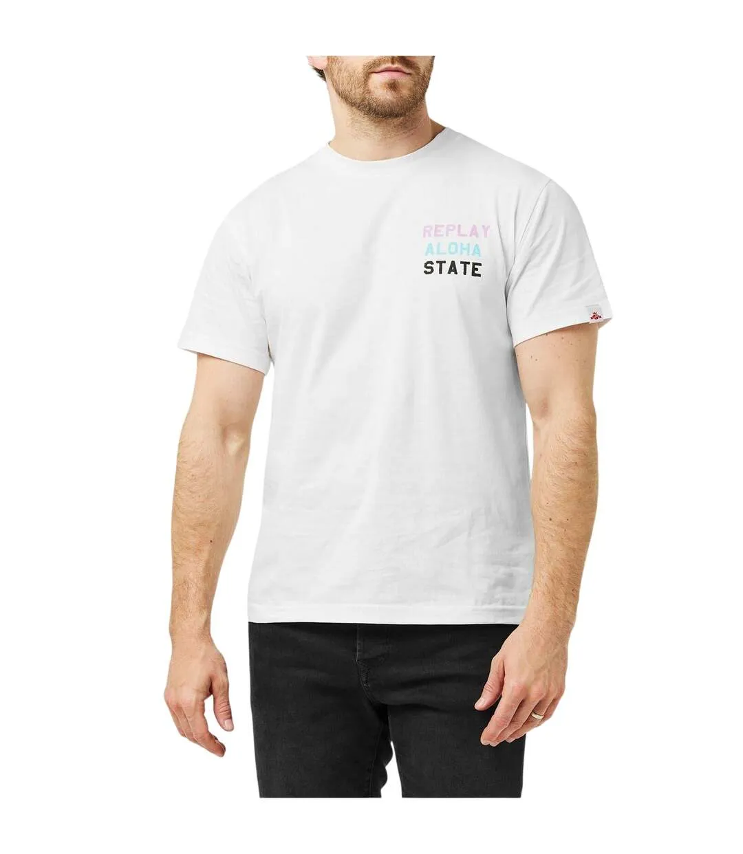 T-shirt Motif/style Imprimé Graphique Aloha State Homme Blanc Replay-4