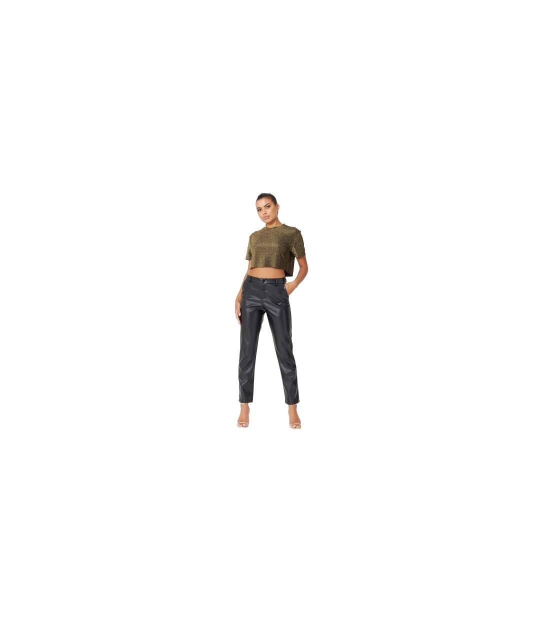Haut Court Fête Motif/style Paillettes Femme Jaune Or Be You-1