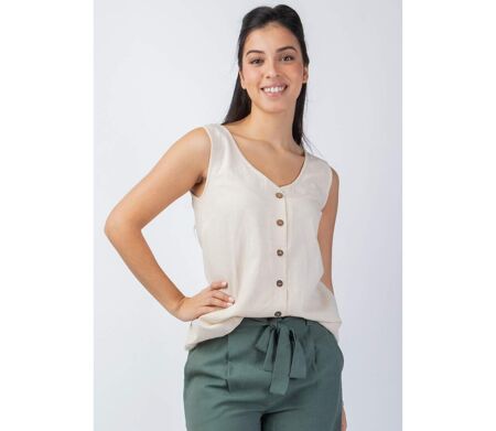 Top femme casual chic SABINE beige Coton Du Monde