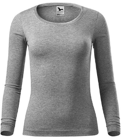 T-shirt manches longues - Femme - MF169 - gris chiné foncé