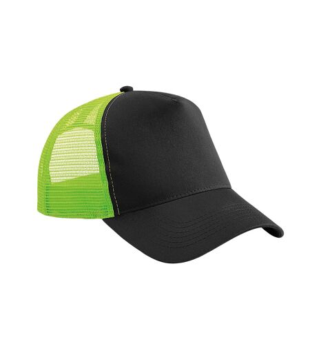 Beechfield Unisex Adult Snapback Trucker Cap (Black/Lime Green)