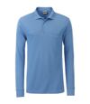Polo homme poche poitrine manches longues - JN866 - bleu aqua - workwear