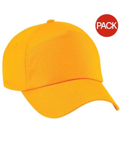 Beechfield Unisex Plain Original 5 Panel Baseball Cap (Pack of 2) (Gold) - UTRW6698
