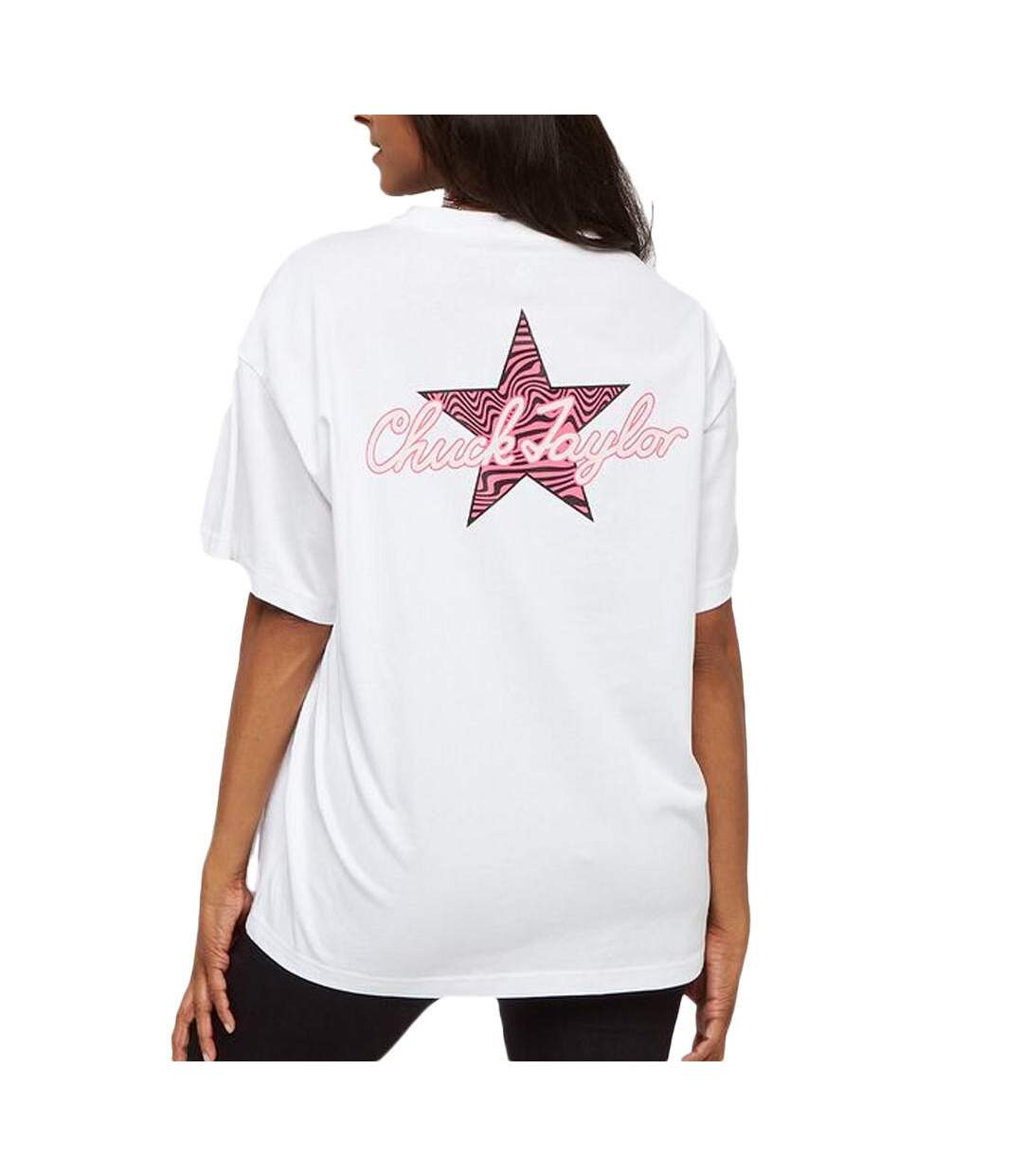 T-shirt Blanc/Rose Femme Converse Infill Star - S-2