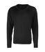 Premier Mens Knitted Cotton Acrylic V Neck Sweatshirt (Black)