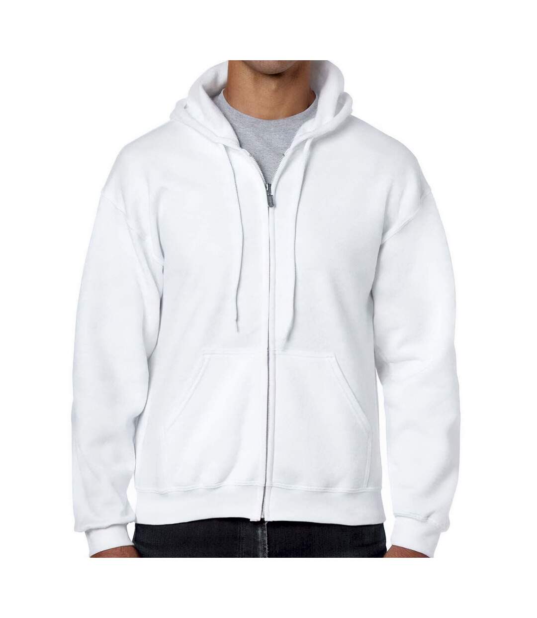 Mens heavy blend full zip hoodie white Gildan