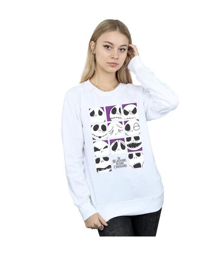 Disney Sweatshirt Square Nightmare Before Christmas Many Faces Of Jack Femme/Ladies (Blanc) - UTBI31684