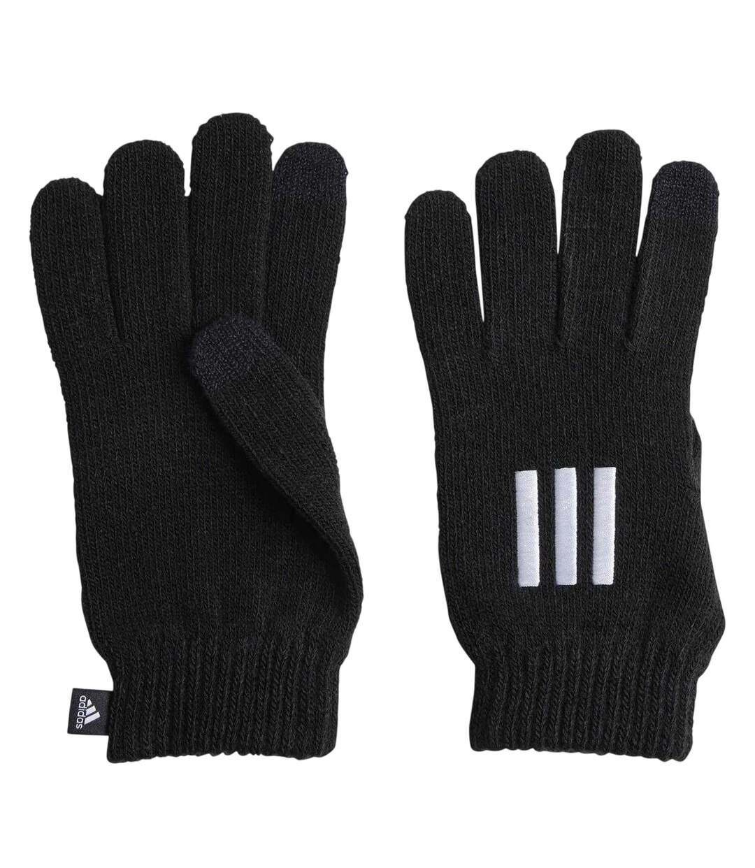 Mens Cond Knitted 3 Stripes Gloves Black White Adidas-1