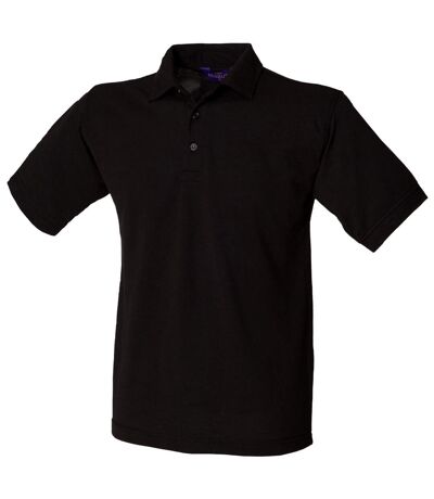 Henbury Mens Short Sleeved 65/35 Pique Polo Shirt (Black)