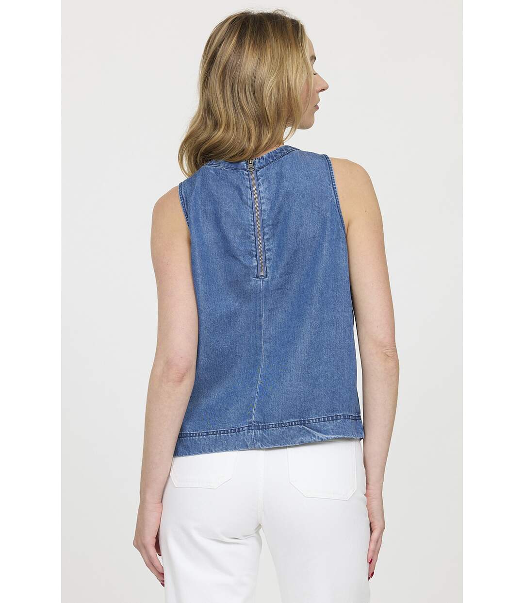 Blouse sans manches tencel cropped AJUN-2