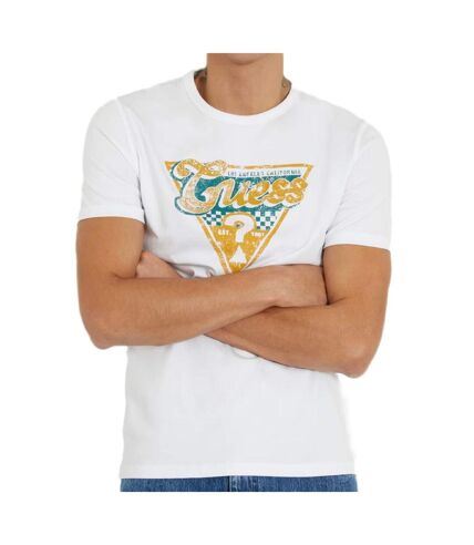 T-shirt Blanc Homme Guess Triangle - S