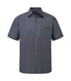 Russell Collection Mens Short Sleeve Poly-Cotton Easy Care Poplin Shirt (Convoy Gray)