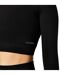 Womens/ladies Seamless Long-sleeved Crop Top Black USA Pro-4