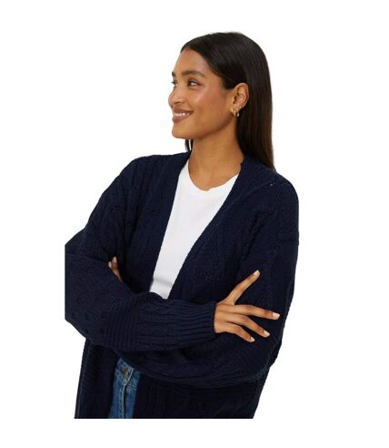 Womens/ladies stitch chunky knit midi cardigan navy Dorothy Perkins