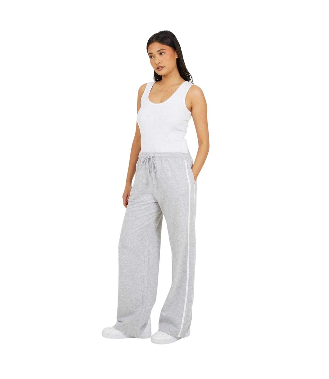 Womens/ladies Striped Joggers Grey White Brave Soul-1
