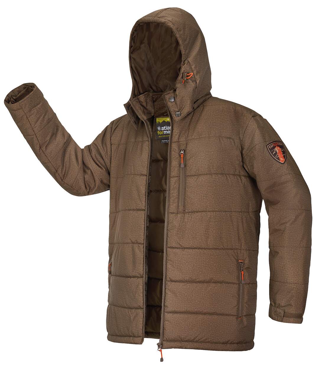 Hnedá prešívaná bunda s odnímateľnou kapucňou-2