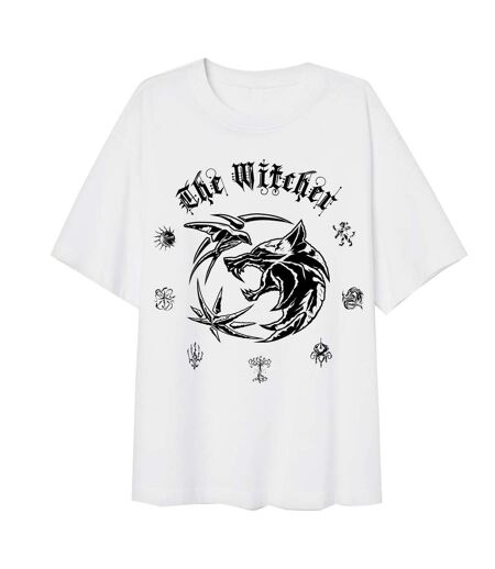 The Witcher Womens/Ladies Symbol Oversized T-Shirt (White)