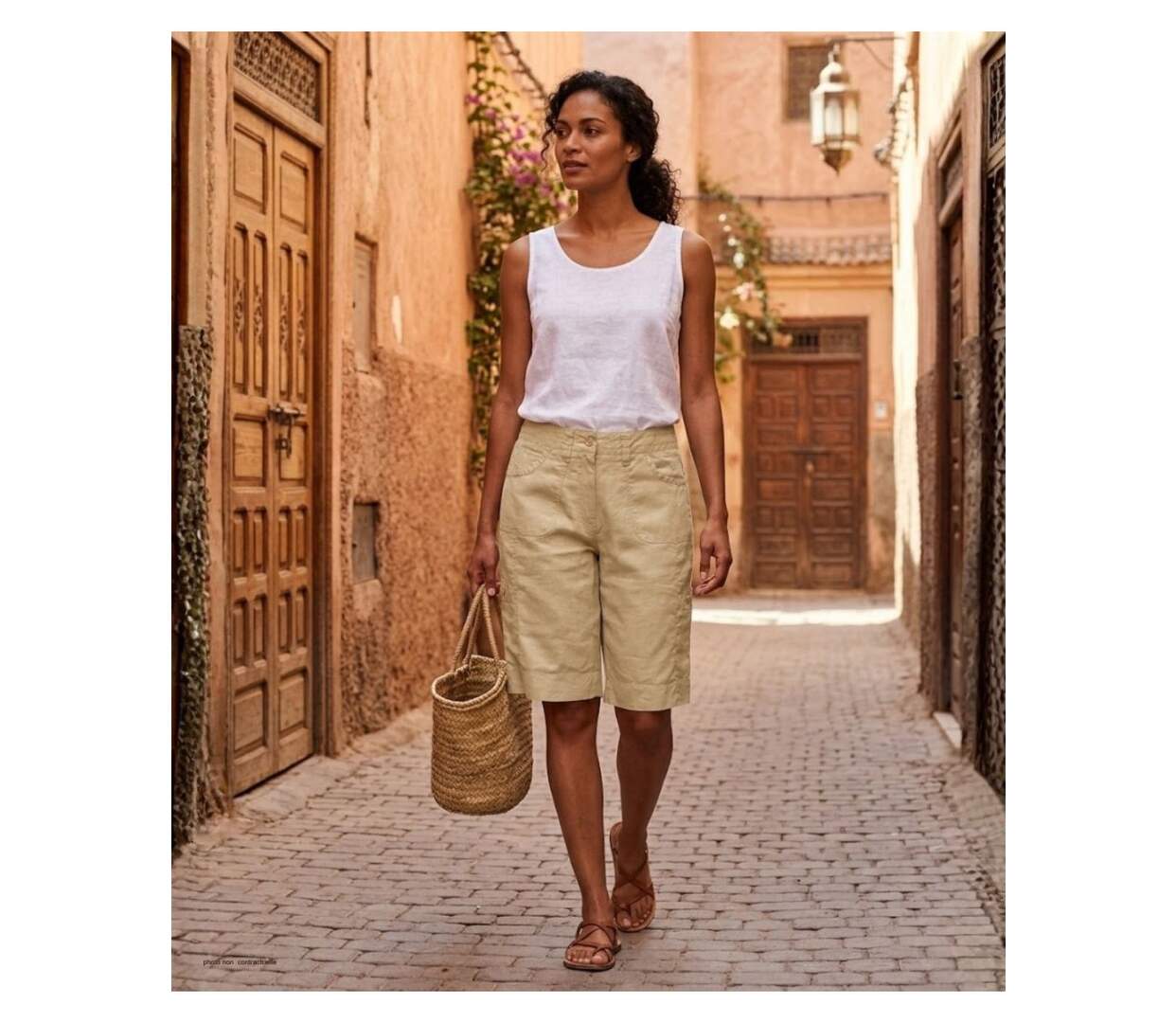 MAYFLOWER BELLAB - Bermuda en lin et coton Beige : la touche de chic naturel-5