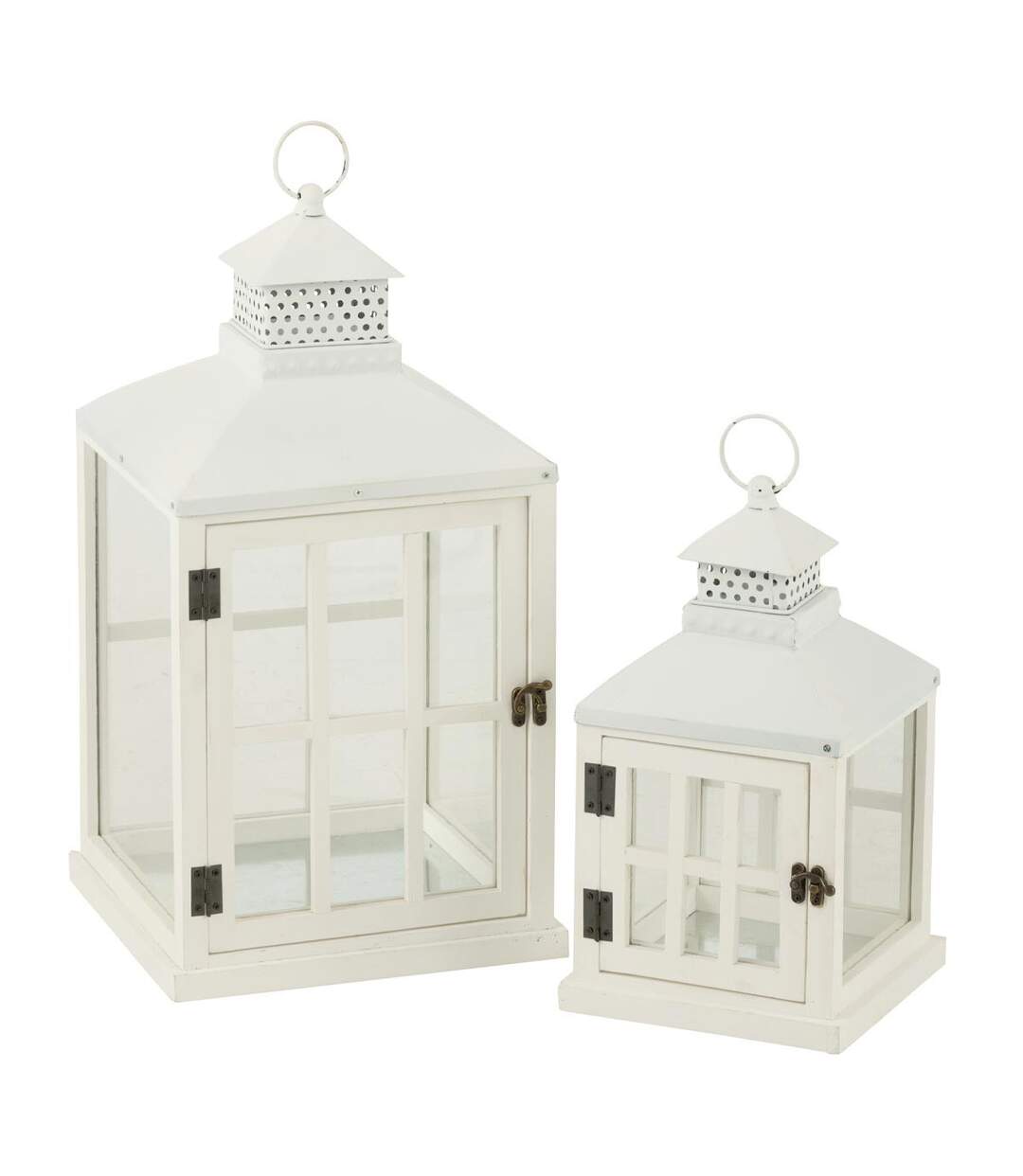Lot de 2 Lanternes Maisons en Bois Cocoon 52cm Blanc-1