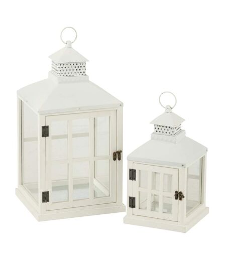 Lot de 2 Lanternes Maisons en Bois Cocoon 52cm Blanc