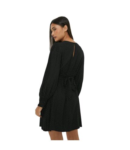 Dorothy Perkins Womens/Ladies Spotted Shirred Cuff Petite Mini Dress (Black) - UTDP3903