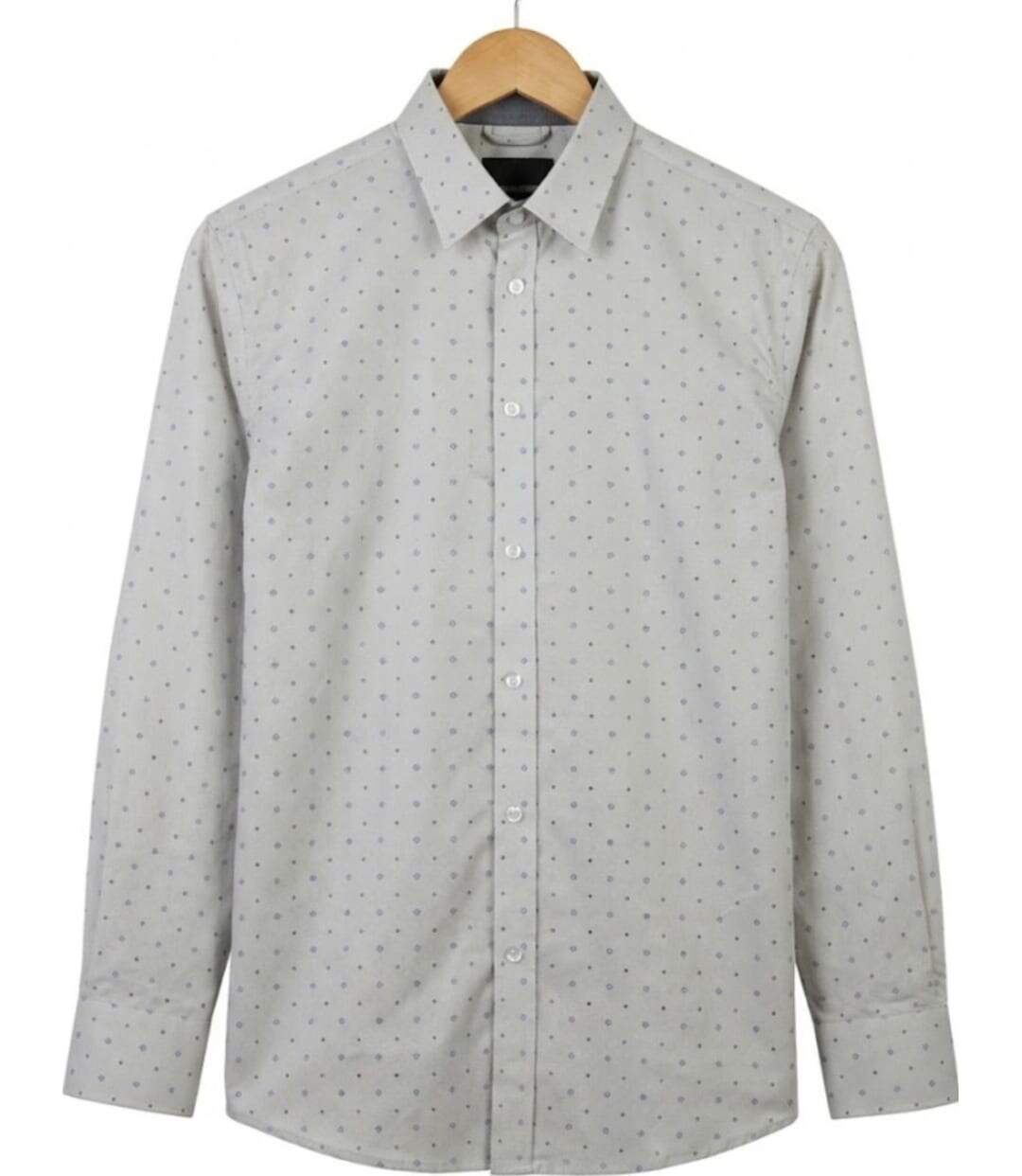 CHALLENGER CH4004 IMPRIME — Chemise à carreaux manches longues gris et bleu : coupe confort en pur coton-2