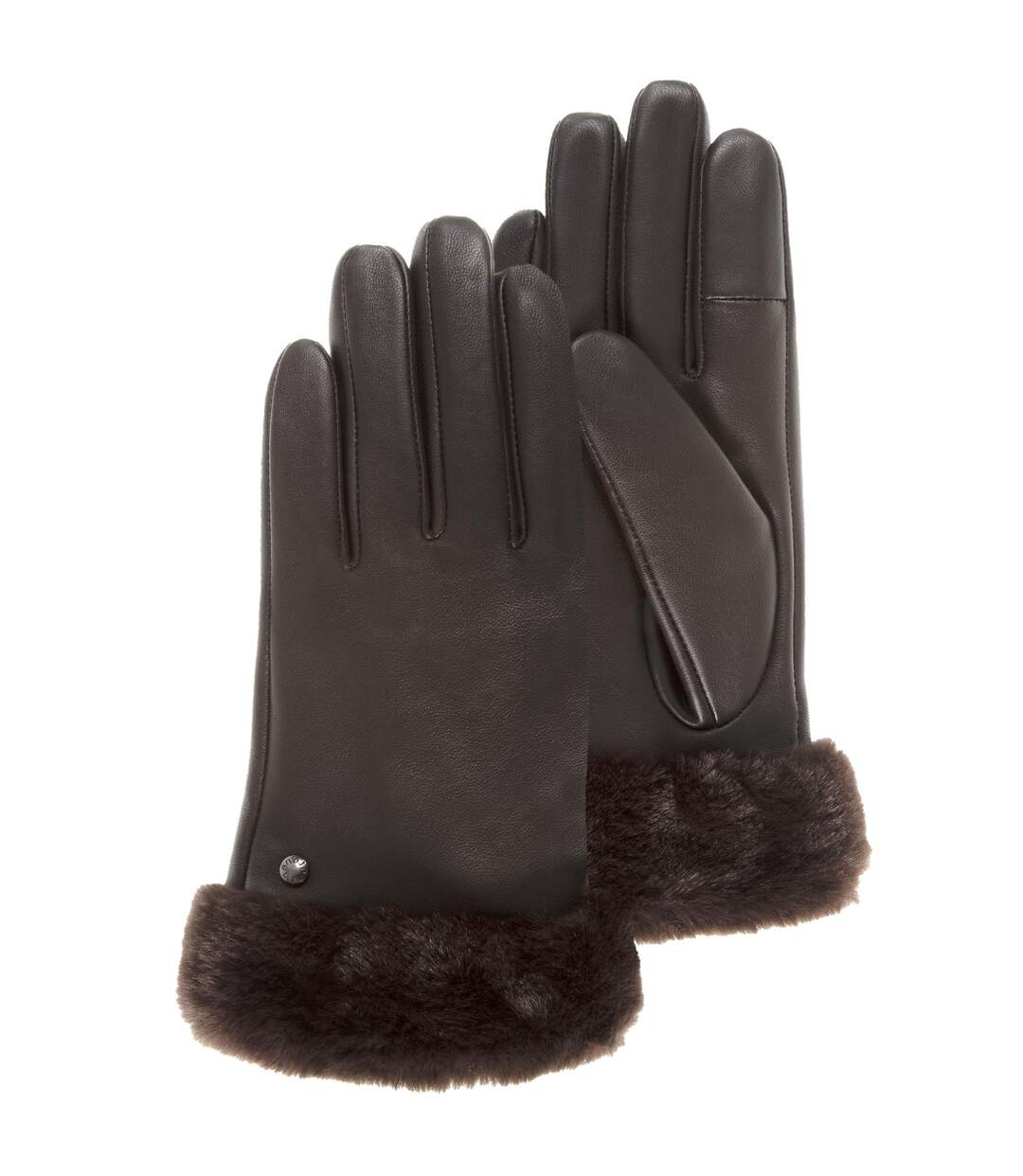 Isotoner Gants femme tactiles en cuir d'agneau pleine fleur - doublés chaud