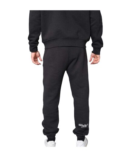 Mens Fleece Cuffed Ankle Jogging Bottoms Black Tela Cruz