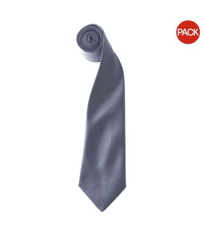 Premier Colours Mens Satin Clip Tie (Pack of 2) (Steel) (One size) - UTRW6940