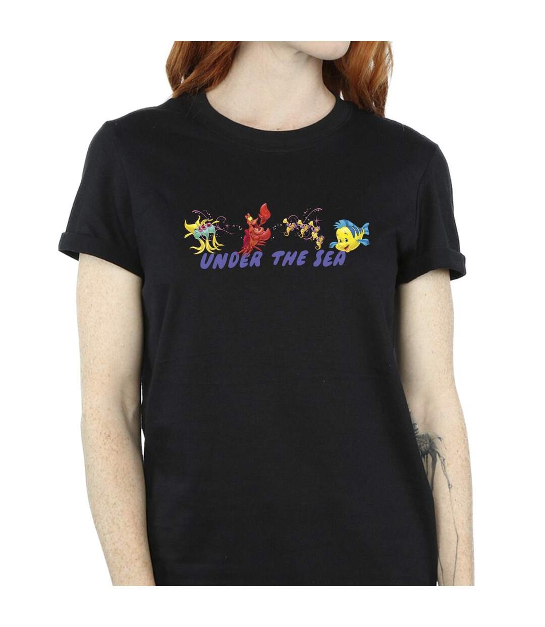 Disney Femme/Les femmes La petite sirène sous la mer - T-shirt boyfriend en coton (Noir) - UTBI31176-3