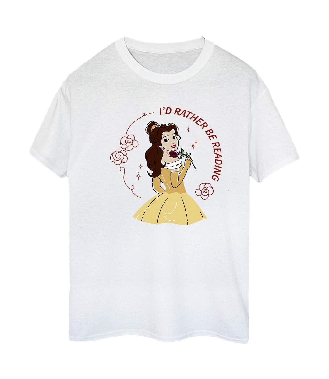 Disney - T-shirt BEAUTY AND THE BEAST I'D RATHER BE READING - Femme (Blanc) - UTBI14324-1