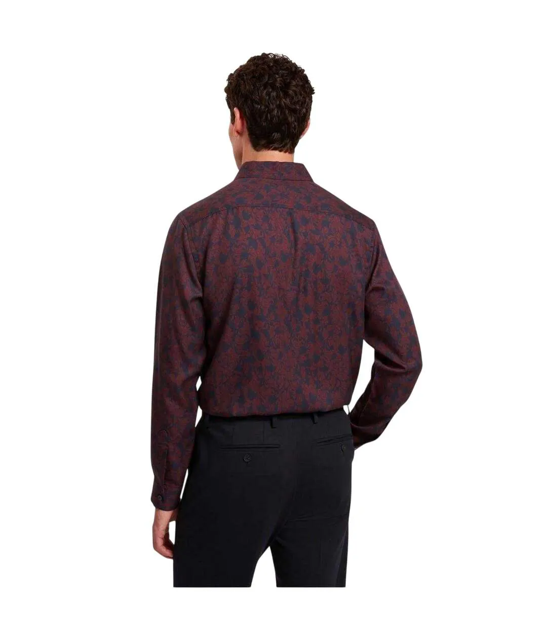 Chemise Manches Longues Motif/style Floral Homme Bordeaux Foncé Ted Baker-3