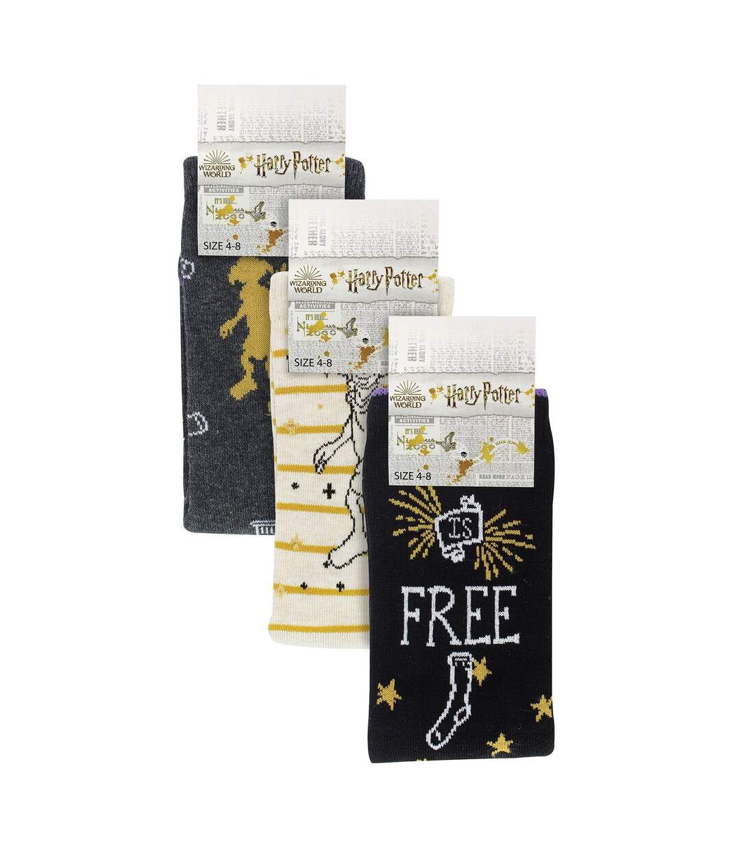 Ladies 3 Pack “Dobby Is Free” Harry Potter Socks-2