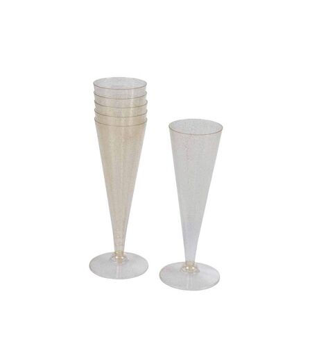 Lot de 6 Flûtes à Champagne Réutilisable Paillettes 12cl Or