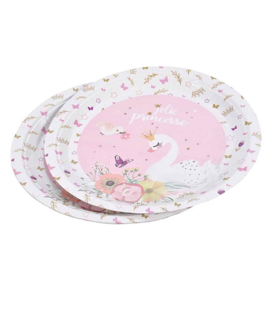 Lot de 6 Assiettes en Carton Cygne II 23cm Rose-1